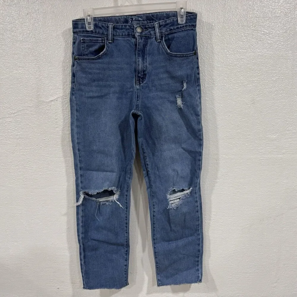Art Class Girls' 16 High-Rise Distressed Ripped Straight Leg Denim Jeans Target